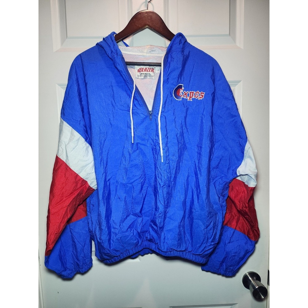 Vintage 90s Expos Blazer Windbreaker Tracksuit Set Blue Red USA Made L